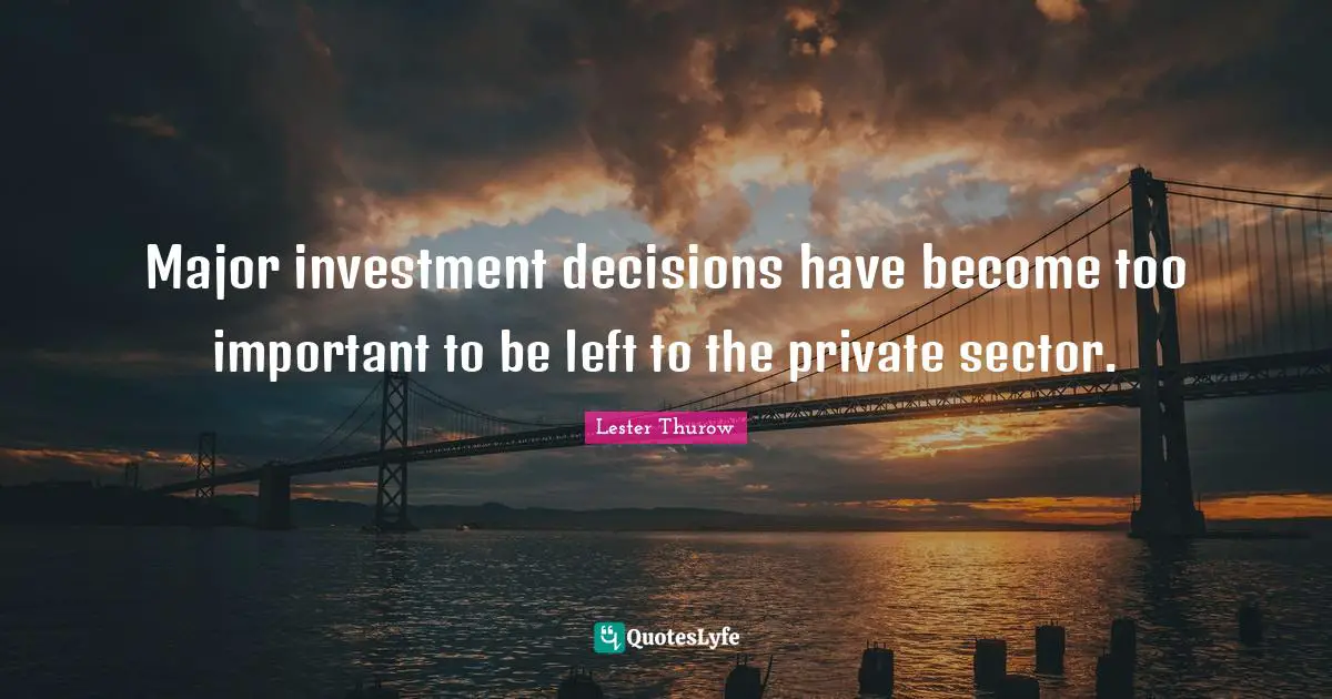 Major investment decisions have become too important to be left to the private sector.