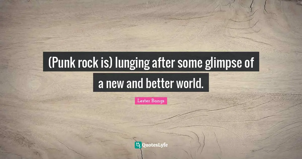 (Punk rock is) lunging after some glimpse of a new and better world.