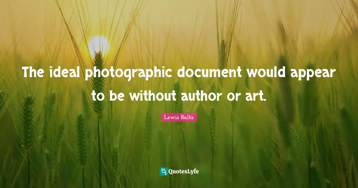 The ideal photographic document would appear to be without author or art.