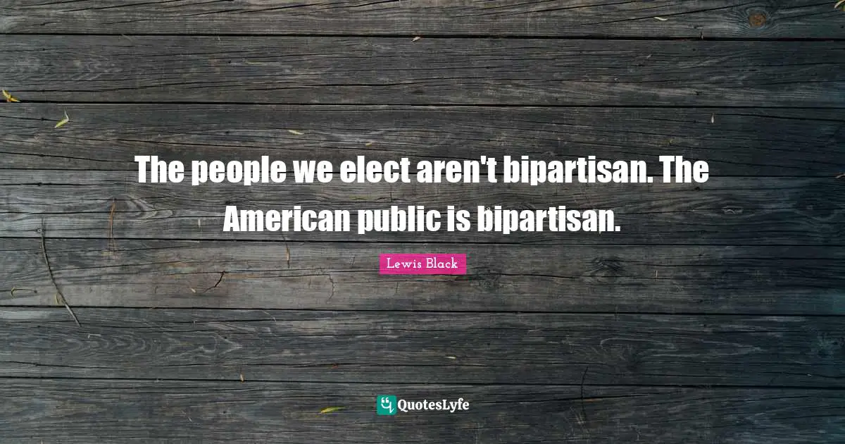 Lewis Black Quotes: "The people we elect aren't bipartisan. The American public is bipartisan."