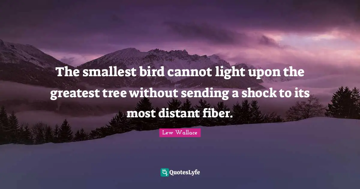 The smallest bird cannot light upon the greatest tree without sending a shock to its most distant fiber.