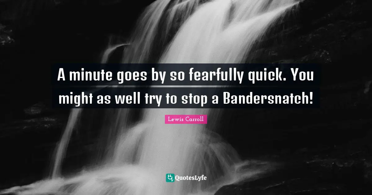 A minute goes by so fearfully quick. You might as well try to stop a Bandersnatch!