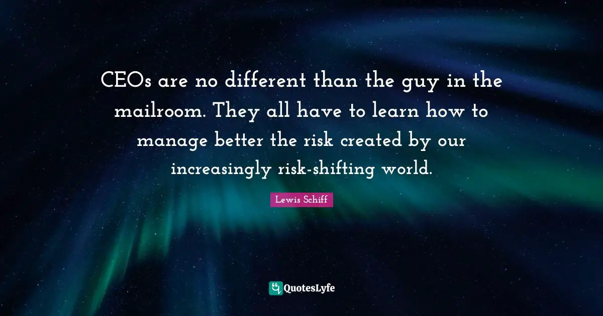 CEOs are no different than the guy in the mailroom. They all have to learn how to manage better the risk created by our increasingly risk-shifting world.