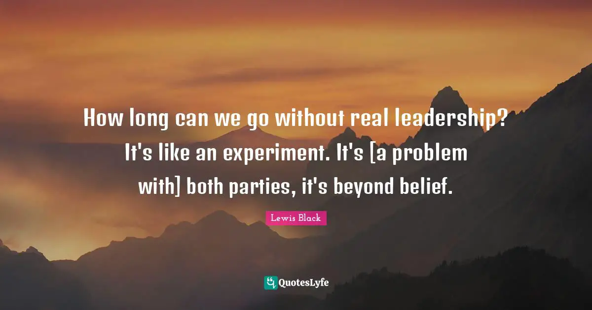 How long can we go without real leadership? It's like an experiment. It's [a problem with] both parties, it's beyond belief.