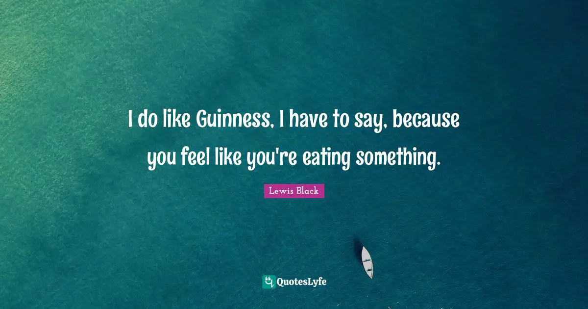 Guinness Quotes: "I do like Guinness, I have to say, because you feel like you're eating something."