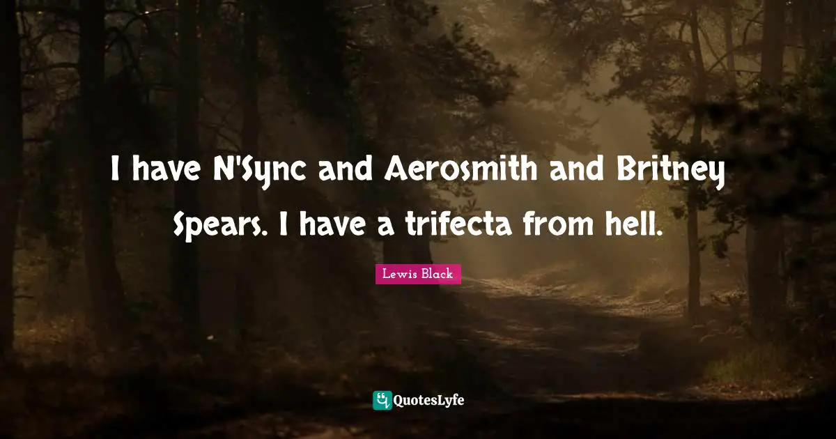 I have N'Sync and Aerosmith and Britney Spears. I have a trifecta from hell.