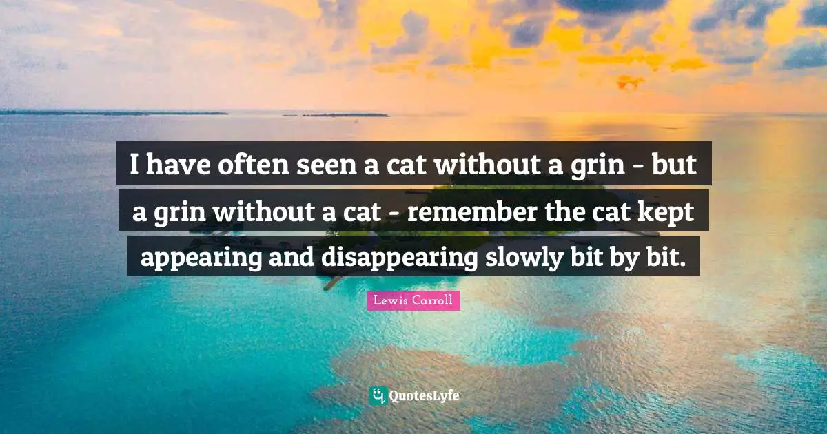I have often seen a cat without a grin - but a grin without a cat - remember the cat kept appearing and disappearing slowly bit by bit.