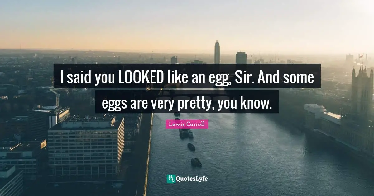 I said you LOOKED like an egg, Sir. And some eggs are very pretty, you know.
