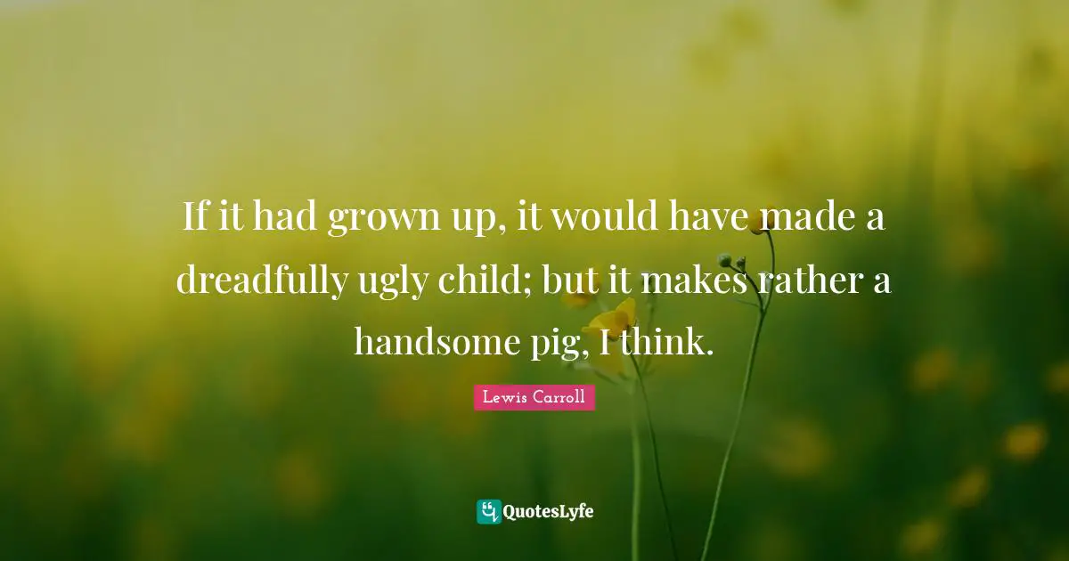 If it had grown up, it would have made a dreadfully ugly child; but it makes rather a handsome pig, I think.