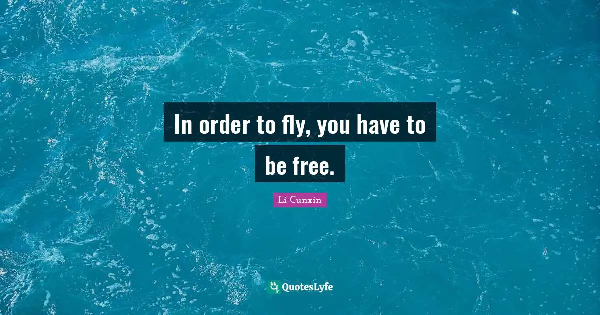 In order to fly, you have to be free.