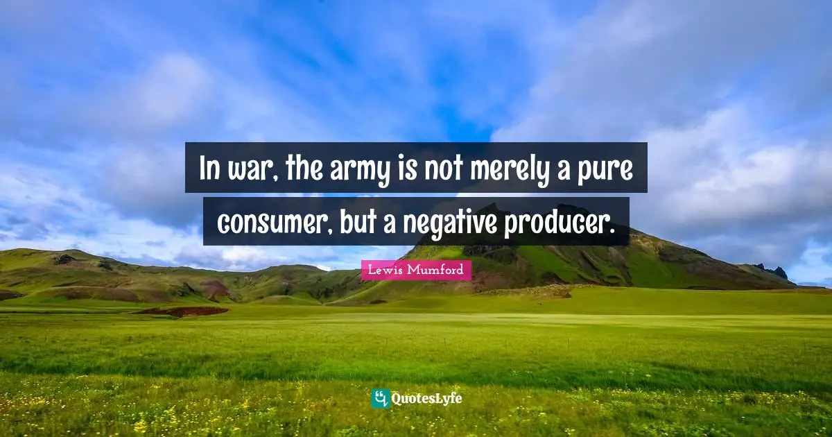 In war, the army is not merely a pure consumer, but a negative producer.