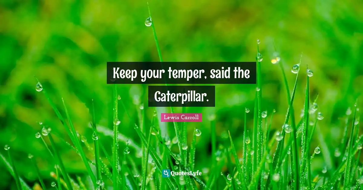 Keep your temper, said the Caterpillar.