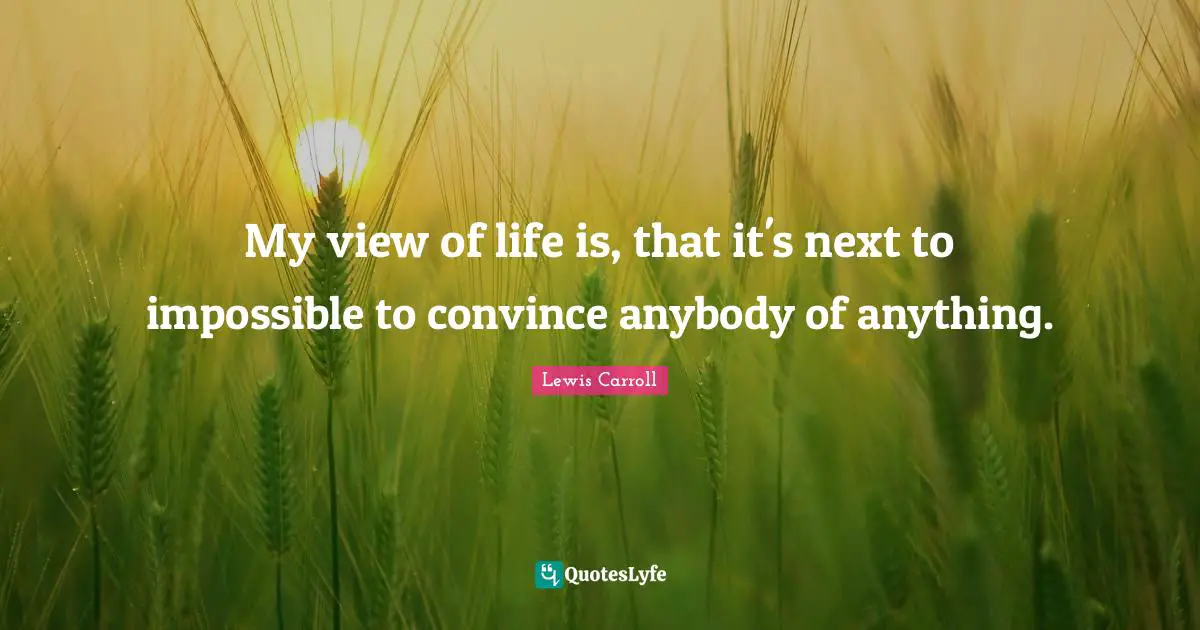 My view of life is, that it's next to impossible to convince anybody of anything.