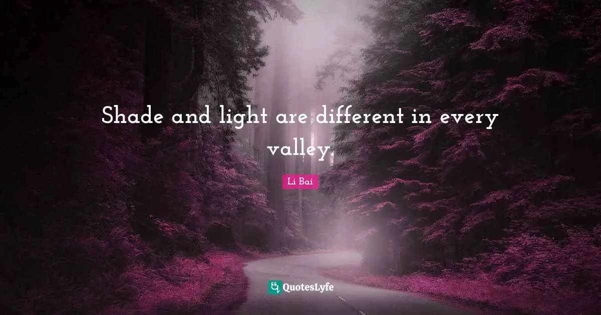Shade and light are different in every valley.