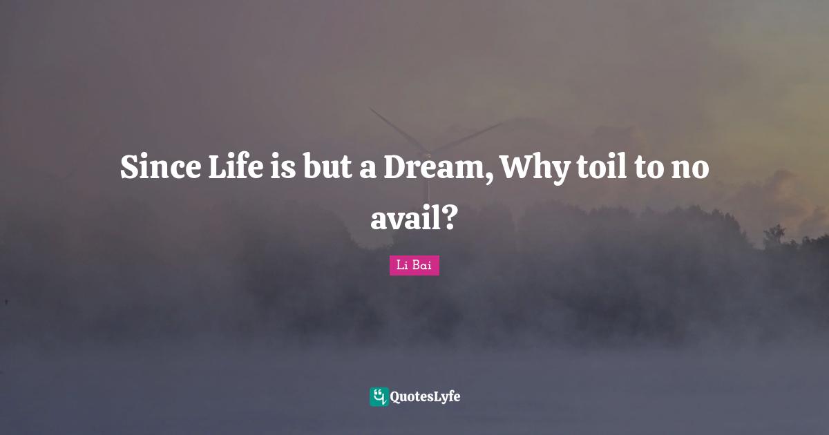 Since Life is but a Dream, Why toil to no avail?