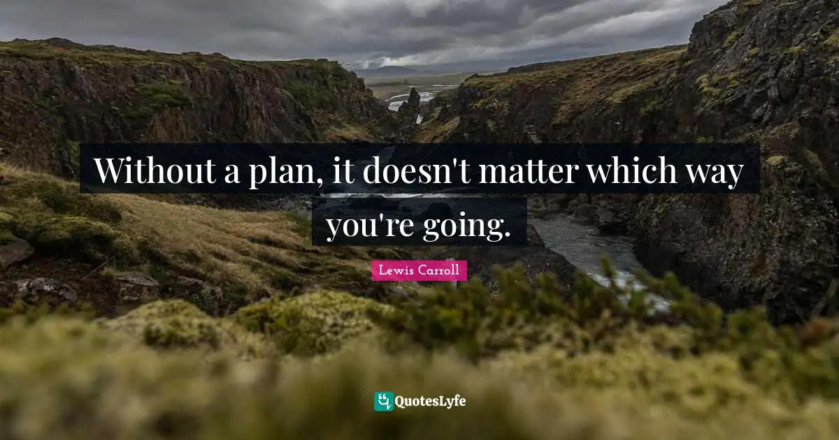 Without a plan, it doesn't matter which way you're going.