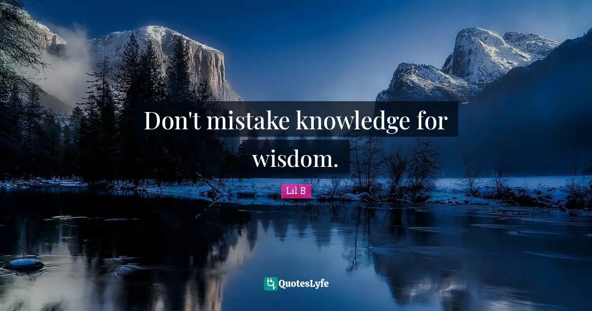 Don't mistake knowledge for wisdom.