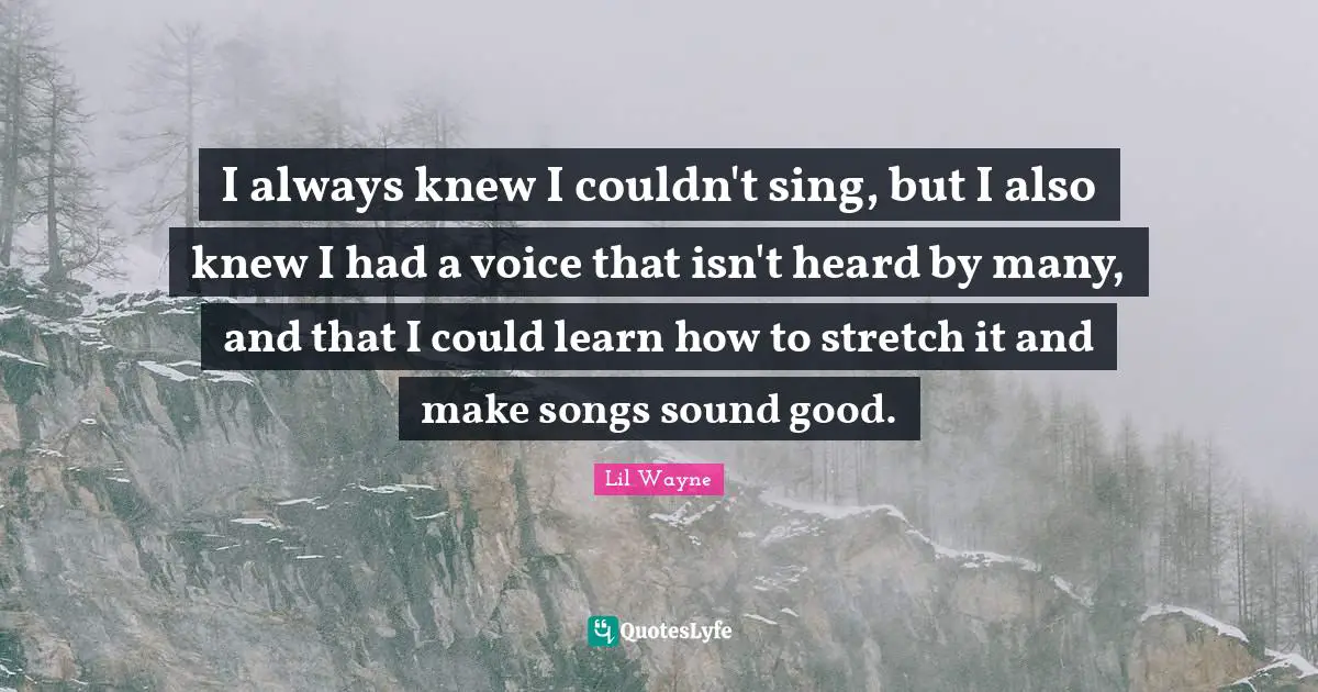 I always knew I couldn't sing, but I also knew I had a voice that isn't heard by many, and that I could learn how to stretch it and make songs sound good.