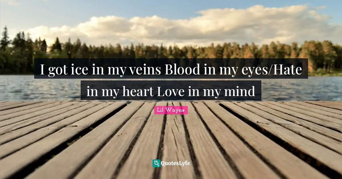 Blood Quotes: "I got ice in my veins Blood in my eyes/Hate in my heart Love in my mind"