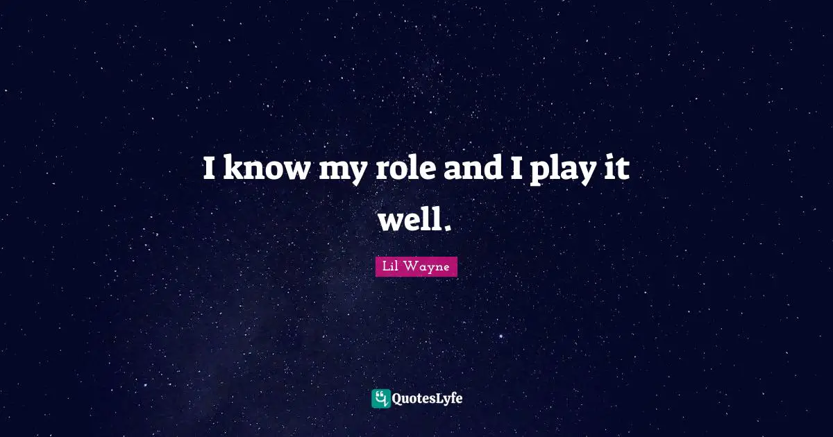 Lil Wayne Quotes: I know my role and I play it well.