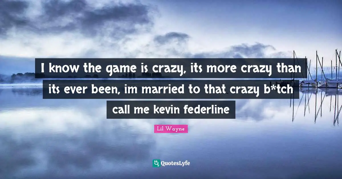 I know the game is crazy, its more crazy than its ever been, im married to that crazy b*tch call me kevin federline