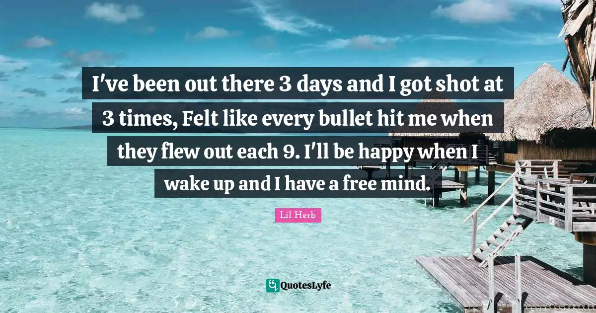 Felt Quotes: "I've been out there 3 days and I got shot at 3 times, Felt like every bullet hit me when they flew out each 9. I'll be happy when I wake up and I have a free mind."