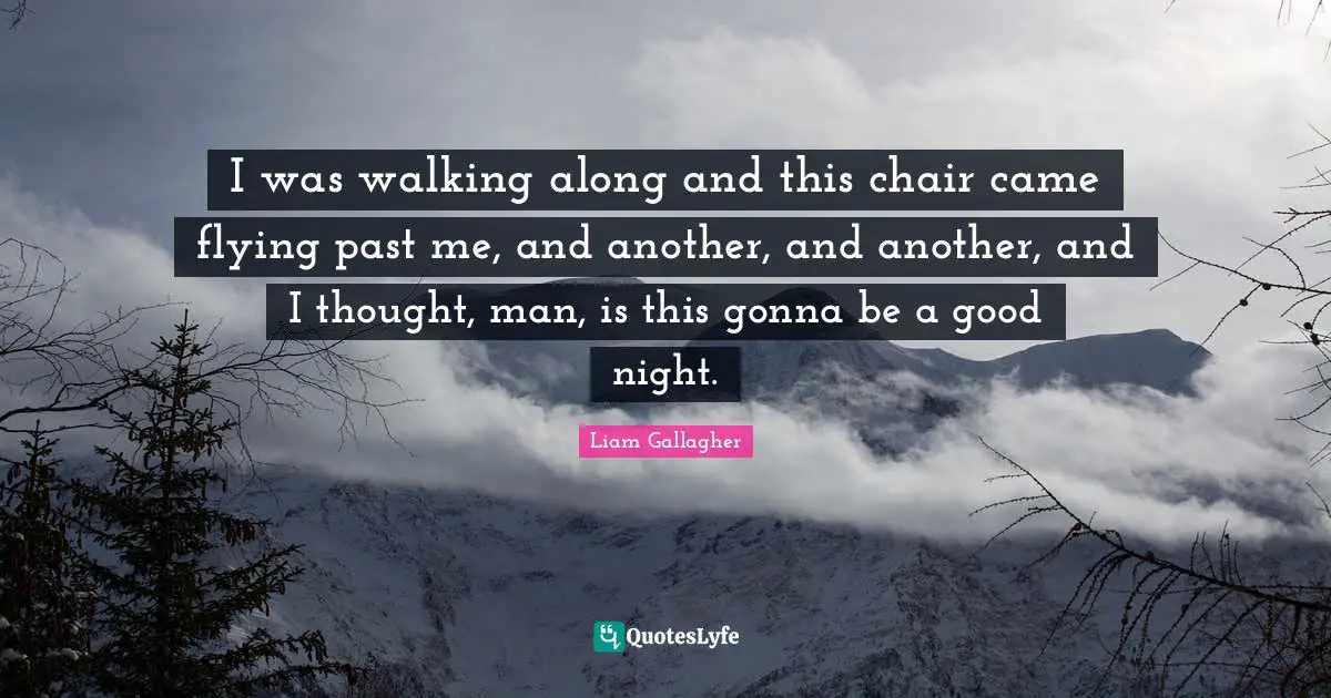 Goodnight Quotes: "I was walking along and this chair came flying past me, and another, and another, and I thought, man, is this gonna be a good night."