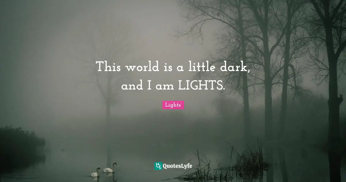 This world is a little dark, and I am LIGHTS.