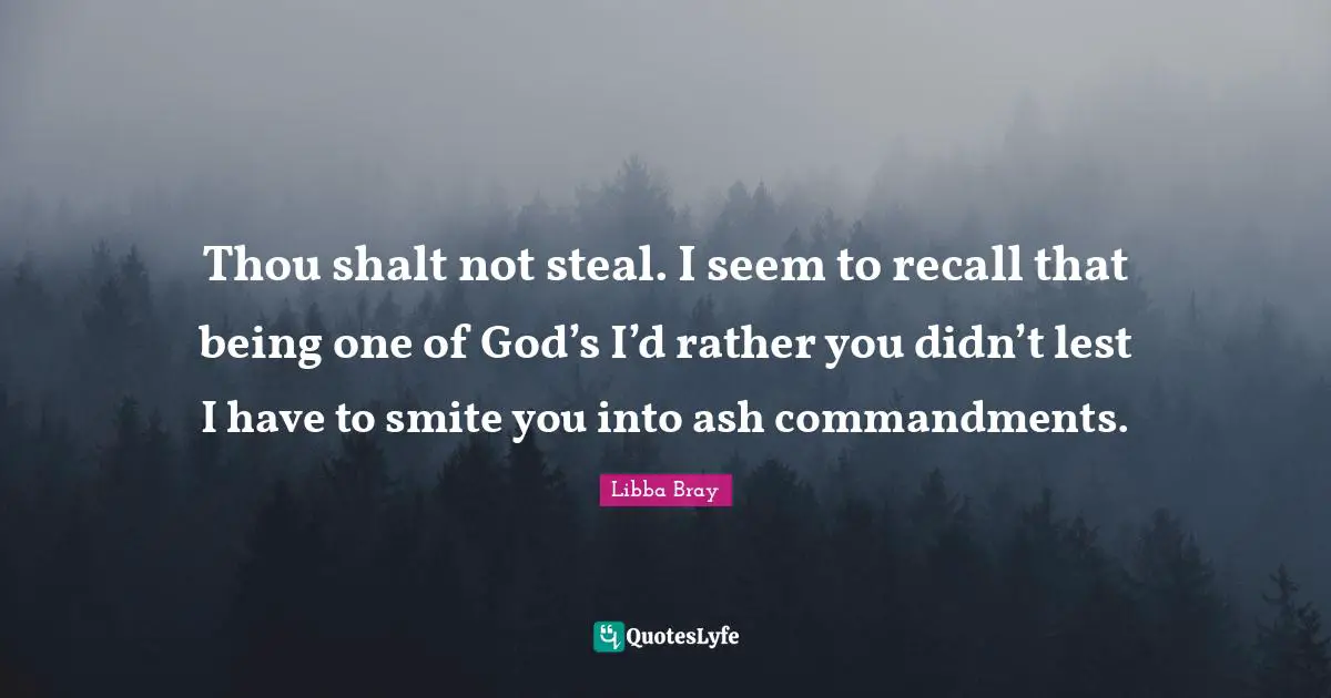 Thou shalt not steal. I seem to recall that being one of God’s I’d rather you didn’t lest I have to smite you into ash commandments.
