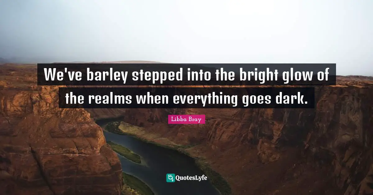 Libba Bray Quotes: "We've barley stepped into the bright glow of the realms when everything goes dark."