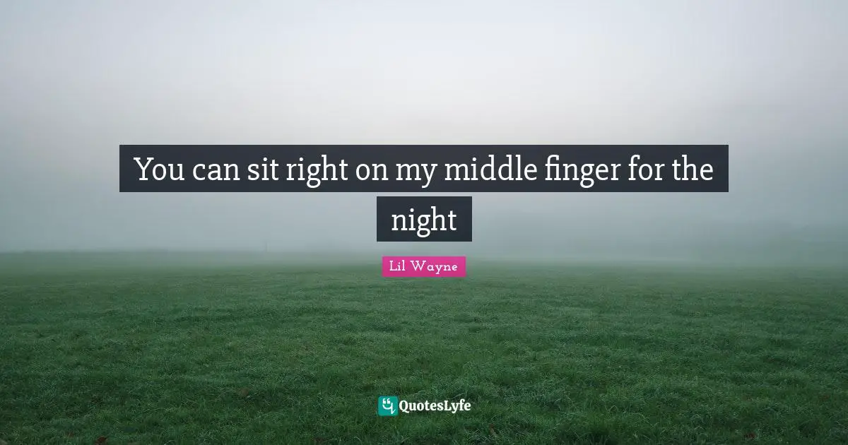 You can sit right on my middle finger for the night