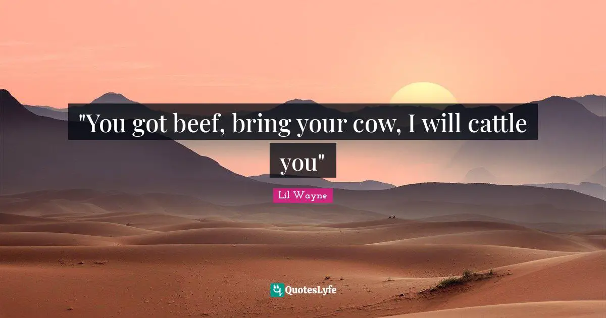 "You got beef, bring your cow, I will cattle you"
