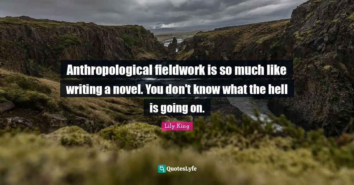 Anthropological fieldwork is so much like writing a novel. You don't know what the hell is going on.