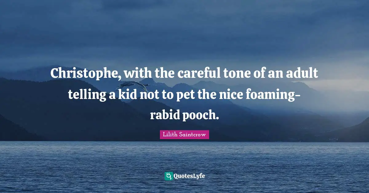 Christophe, with the careful tone of an adult telling a kid not to pet the nice foaming-rabid pooch.