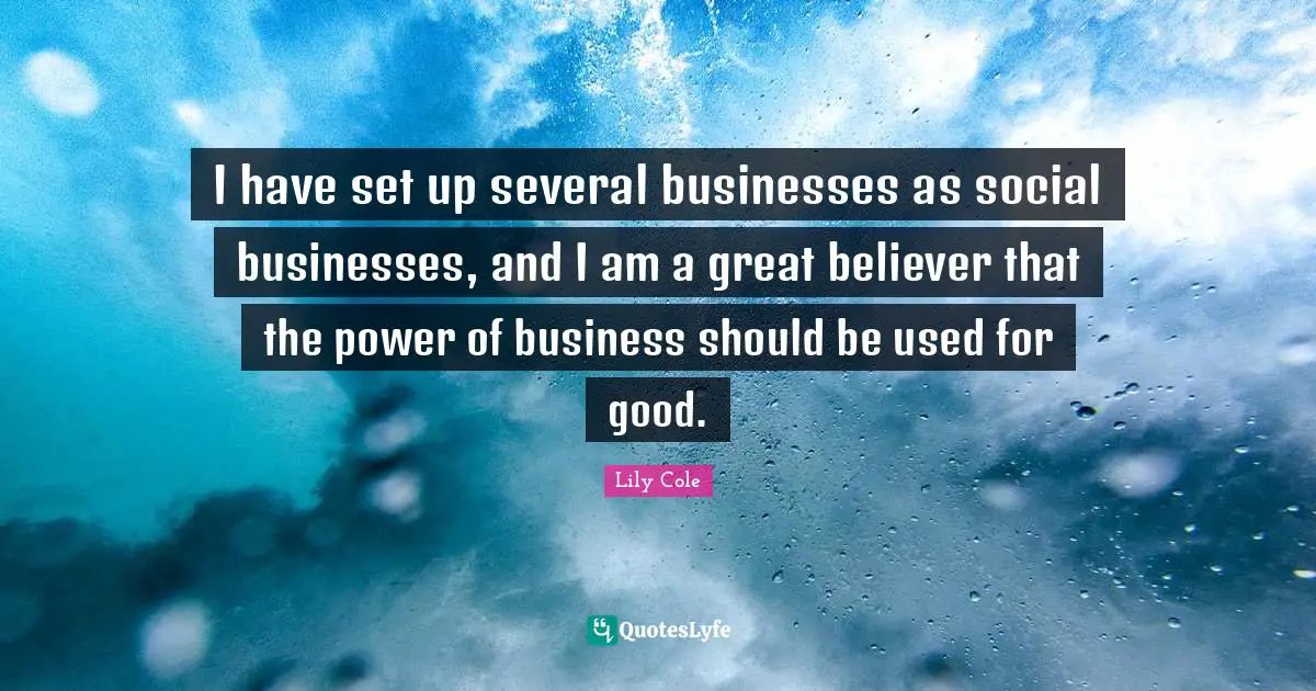 I have set up several businesses as social businesses, and I am a great believer that the power of business should be used for good.