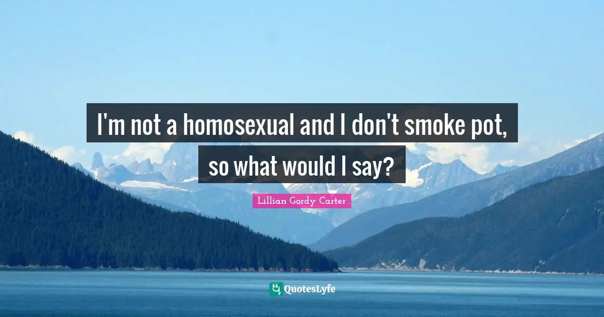 I'm not a homosexual and I don't smoke pot, so what would I say?