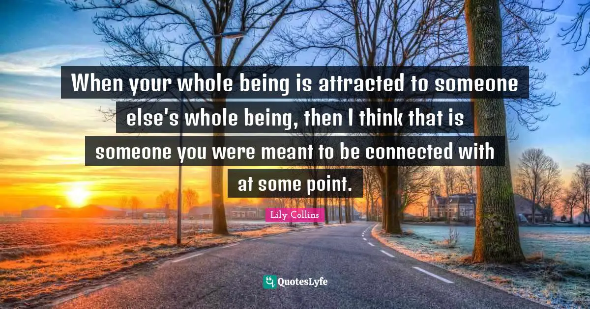 Lily Collins Quotes: "When your whole being is attracted to someone else's whole being, then I think that is someone you were meant to be connected with at some point."