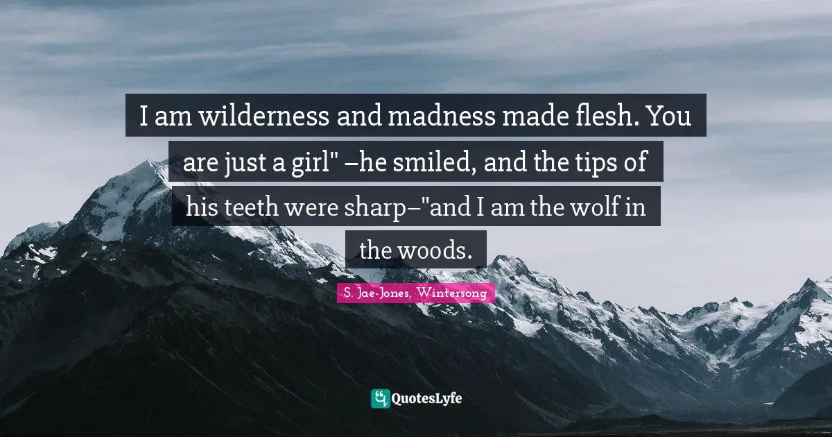 I am wilderness and madness made flesh. You are just a girl" –he smiled, and the tips of his teeth were sharp–"and I am the wolf in the woods.