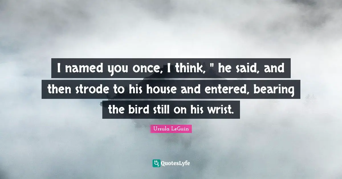 I named you once, I think, " he said, and then strode to his house and entered, bearing the bird still on his wrist.