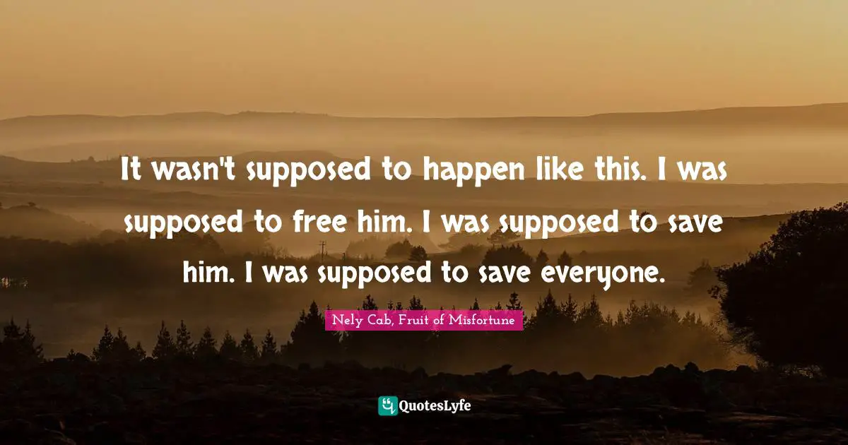 It wasn't supposed to happen like this. I was supposed to free him. I was supposed to save him. I was supposed to save everyone.