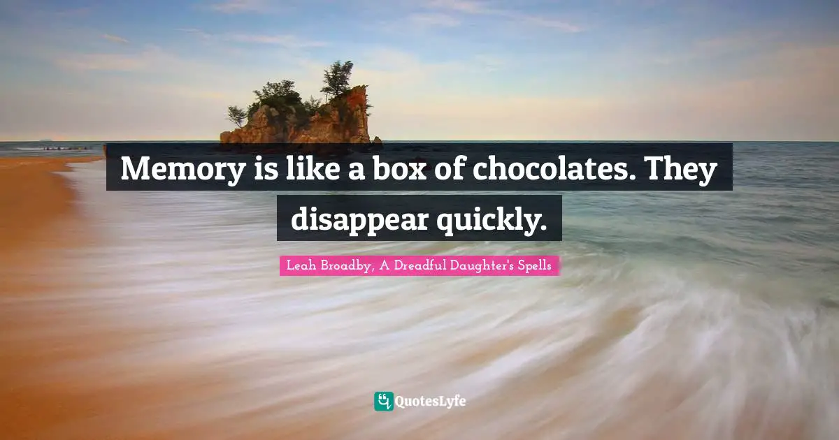 Memory is like a box of chocolates. They disappear quickly.
