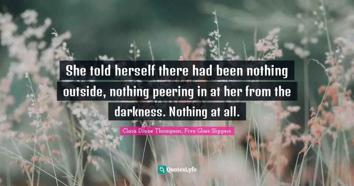 She told herself there had been nothing outside, nothing peering in at her from the darkness. Nothing at all.