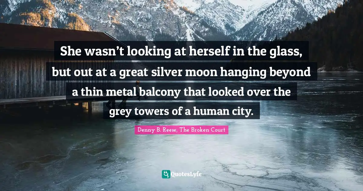 She wasn’t looking at herself in the glass, but out at a great silver moon hanging beyond a thin metal balcony that looked over the grey towers of a human city.