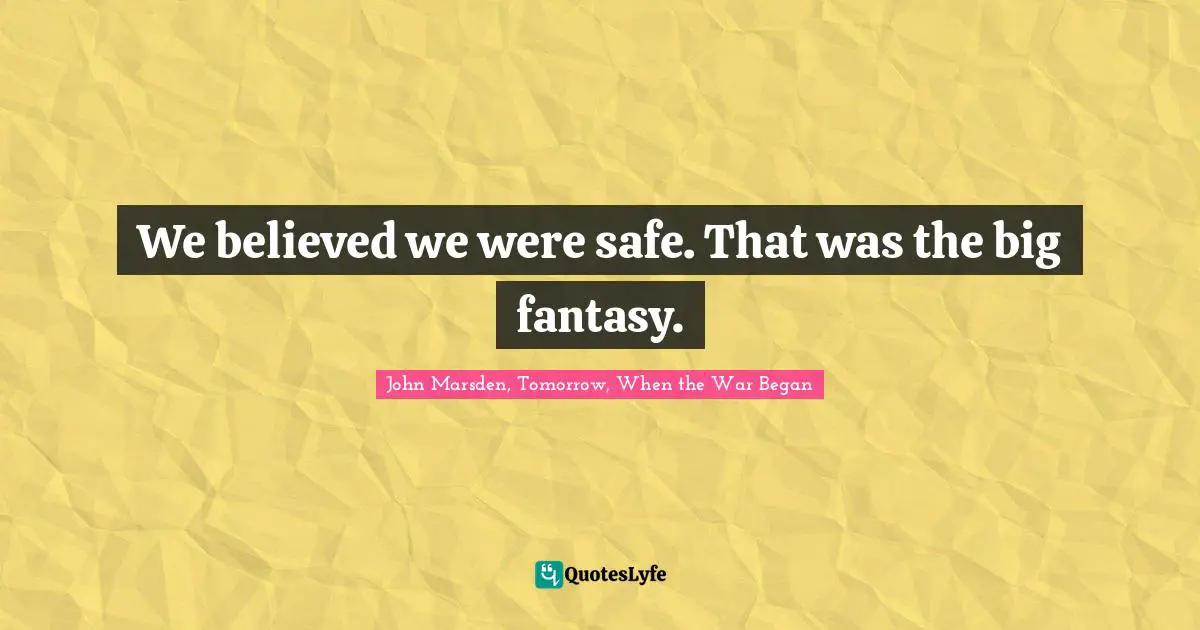 We believed we were safe. That was the big fantasy.