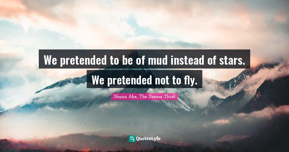 We pretended to be of mud instead of stars. We pretended not to fly.