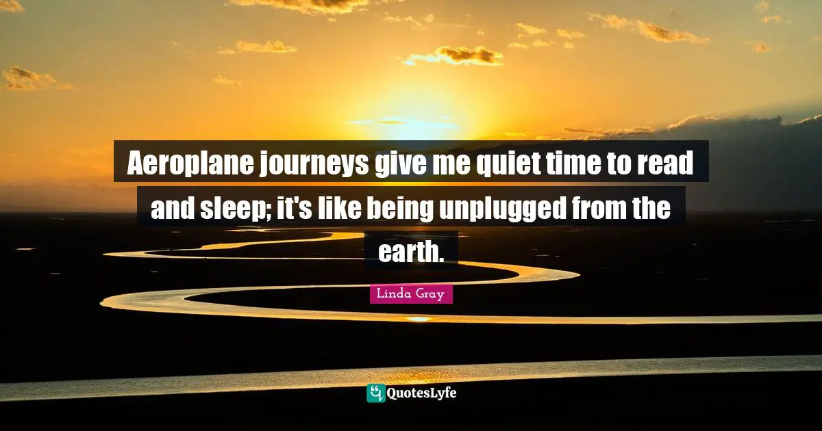 Linda  Gray Quotes: "Aeroplane journeys give me quiet time to read and sleep; it's like being unplugged from the earth."