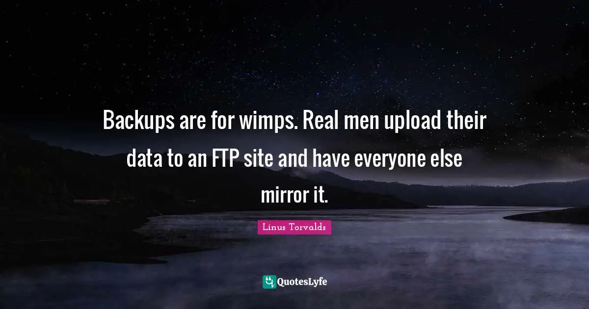 Backups are for wimps. Real men upload their data to an FTP site and have everyone else mirror it.