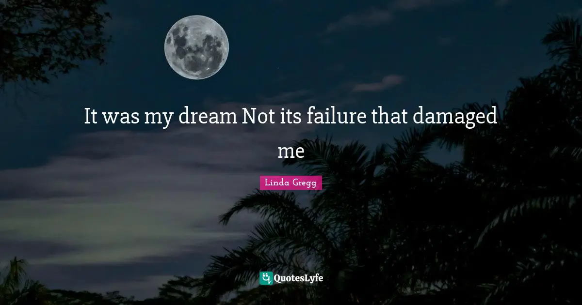 It was my dream Not its failure that damaged me