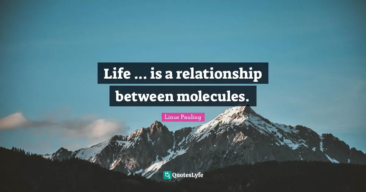Life ... is a relationship between molecules.