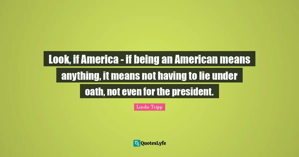 Look, if America - if being an American means anything, it means not having to lie under oath, not even for the president.